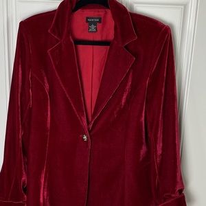 Spence Velvet-Like Rhinestone Blazer L Red